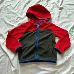 Oshkosh B'gosh Red & Gray Fleece Long Sleeve Full Zip Hooded Sweatshirt Size 4T